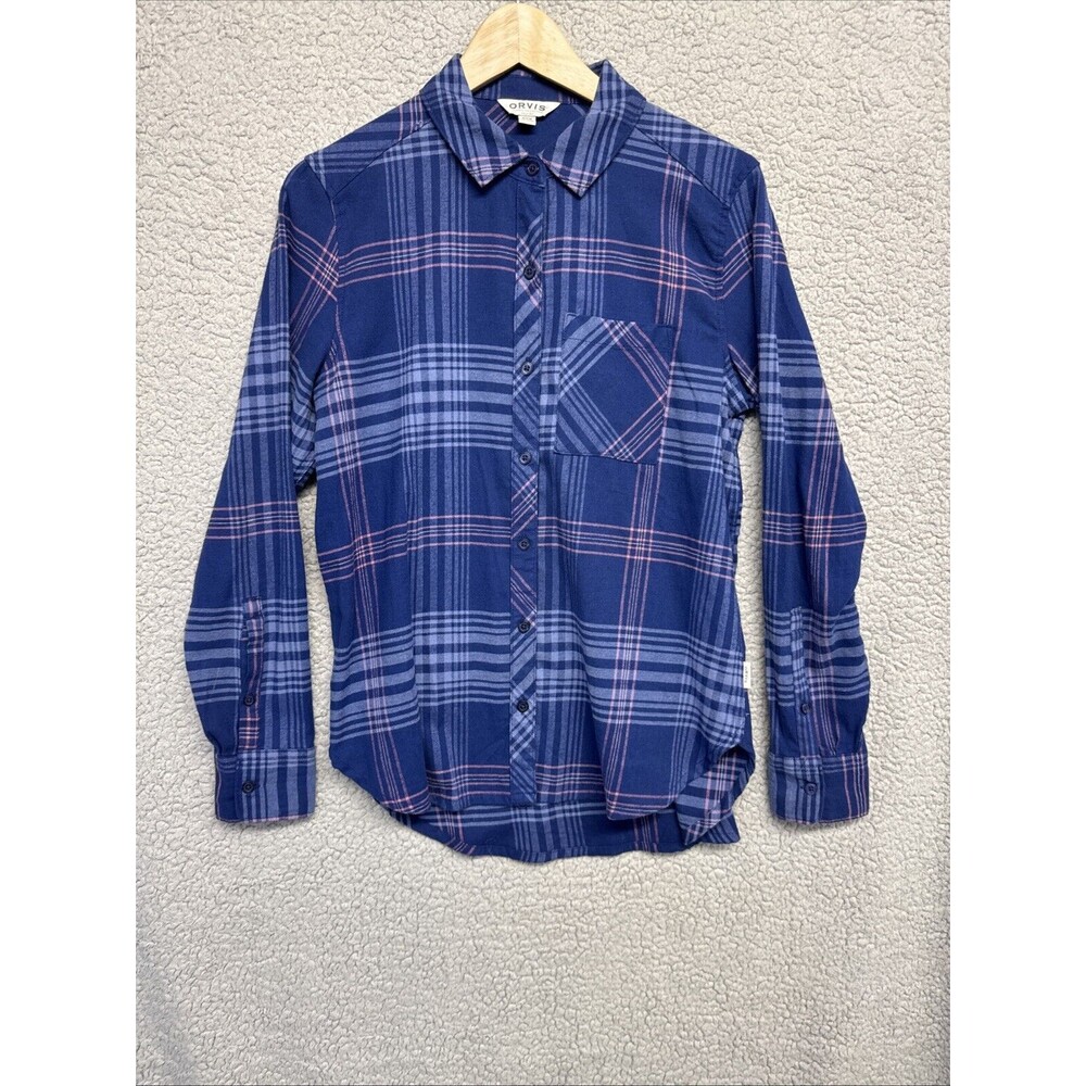 Orvis Men’s Blue/Pink Plaid Long Sleeve Button Down Shirt Size Small GUC